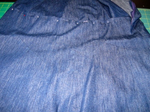This is the muslin. Same fabric. You can see my pins. I shortened the yoke by 4cm (1,5 inches).